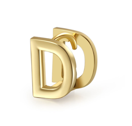 Unique Design Initial Letter Earrings 18K Gold Double Layer Letter Earrings Jewelry Single D