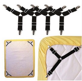 Bed Sheet Mattress Adjustable Gripper Elastic Clip Holder Strap Fasteners 4pcs