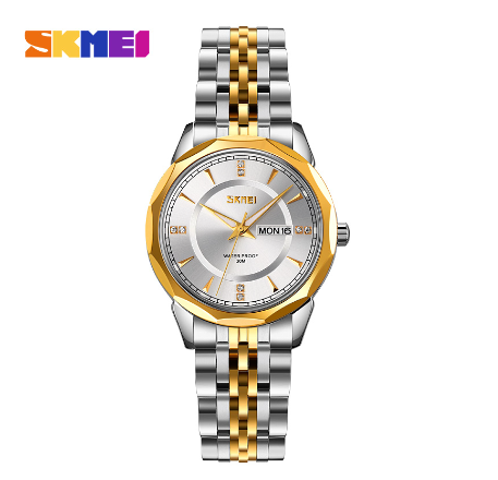 Skmei Watch for Women Fashion Women's Quartz Watch Waterproof 9264 SILVER GOLD