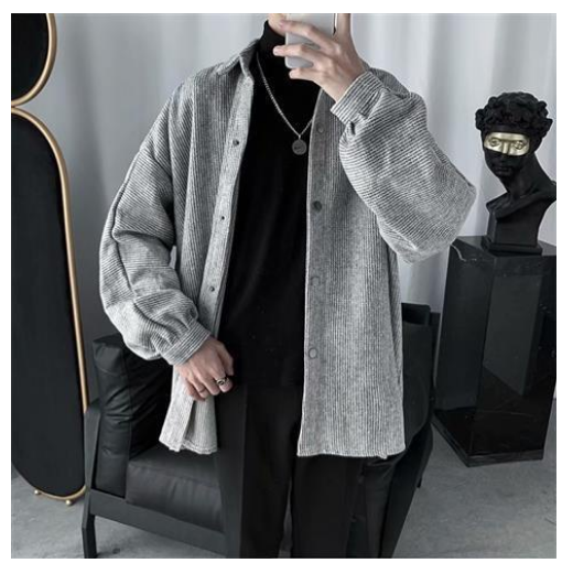 Baggy Coat Men's Hong Kong Style Casual Solid Color Trendy All-Matching Top
