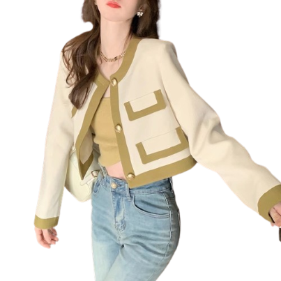 Lovito Women Casual Plain Colorblock Coat LNE29370 (Multi-Color)