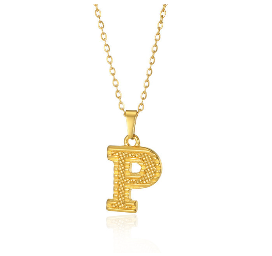 Stainless Steel Capital Initial Letter Necklaces For Women A-Z Alphabet Pendant Necklace P