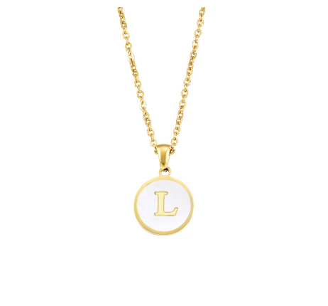 A-Z English alphabet Necklace Simple Alloy Letter Necklace Round Pendant Pendant Chain L