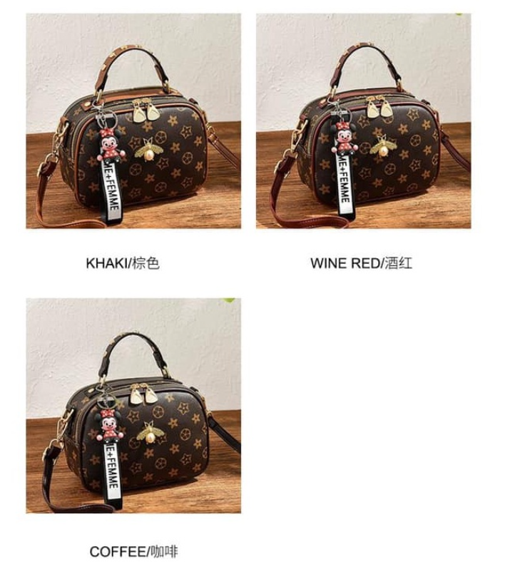 Fashion Creative Korean PU Leather Sling Bag For Women With Keychain Crossbody Bag Chain Bag