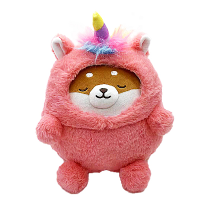 Mini Family 8.7in. Round Unicorn Plush Toy Red Shiba Inu