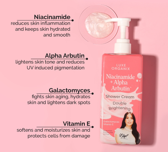 Luxe Organix Niacinamide + Alpha Arbutin + Vitamin E Shower Cream 400ML