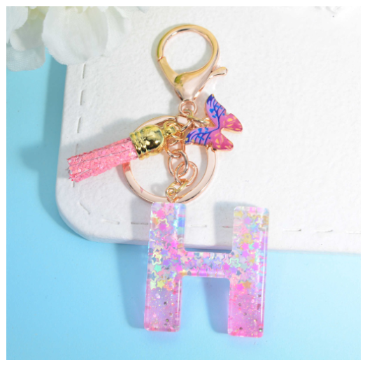 Glitter Star Sequin Filled 26 Letter Keychains With Butterfly Pendant Fashion Tassel Name Initials Key Chains Car Keyrings Gifts H