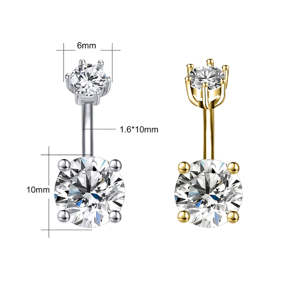 Silver Crystal Navel Rings Stainless Steel Belly Button Rings Gold Anti Allergy Flower Navel Piercings 9