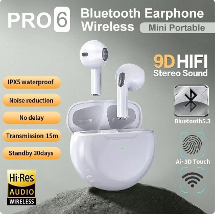 NEW Pro 6 TWS Wireless Headphones with Mic Fone Bluetooth Earphones Sport Running Headset for Apple iPhone Xiaomi Pro6 Earbuds