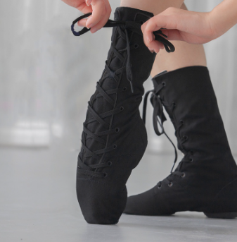 Dance Shoes Extended Canvas Jazz Shoes Adult High Top Dancing Shoes Girl's Exercise Shoes Jazz Boots