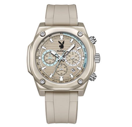 Playboy Watch For Men Waterproof Luminous with Calendar Chronograph Silicone Strap Trendy Fashion Men's Watch