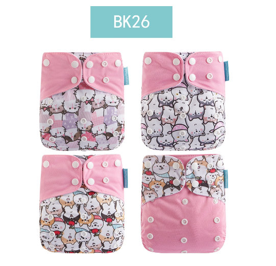 Happyflute 2023 Baby Reborn 4pcs set Washable Eco-friendly Baby Cloth Diaper Ecological Adjustable Nappy Reusable Diaper SET4