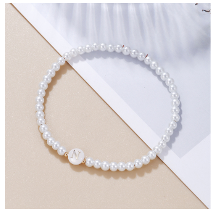 26 Letter Pearl Bracelet for Women Men Fashion Handmade Elastic Friendship Wristband Gift Jewelry M