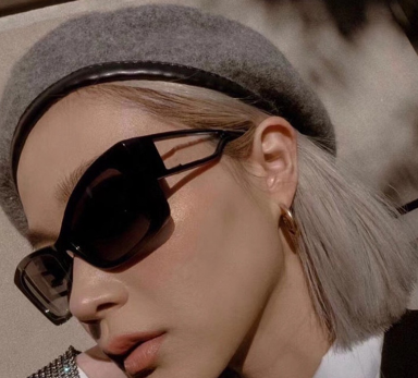 Women Sunglasses with Triangular Hollowed Out Glasses Legs Cat Eye Frame