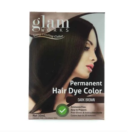 Glamworks Permanent Hair Dye Color Dark Brown 30ML
