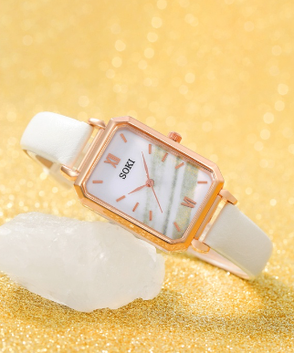 Waterproof white Leather Strap Watch for Women