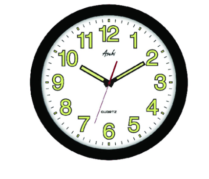 Asahi HC 2614 Glow in the Dark Round Wall Clock 14 inches