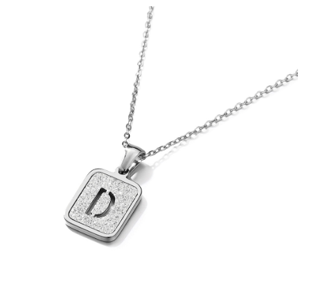 St. Kunkka 316L Stainless Steel Hollow A-Z Letter Pendant Necklace for Gift and Birthday Gift  D