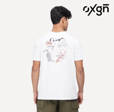 OXGN More Leisure Less Pressure Graphic Print T-Shirt For Men (White)