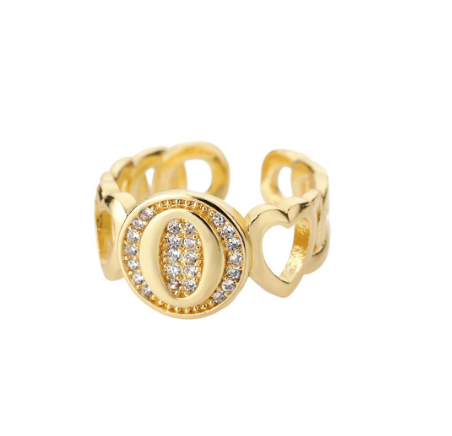 Initial Letter Open Rings For Women Aesthetic Love Heart Wedding Rings Stainless Steel Jewelry Gifts O