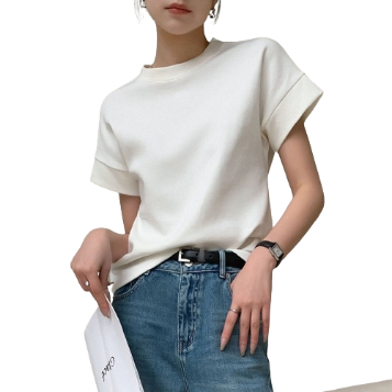 Lovito Women Casual Plain Contrast Binding T-Shirt LNE40575