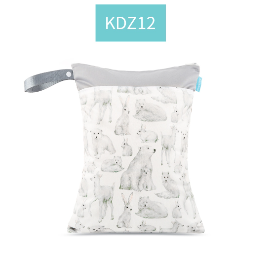 Happyflute 1PC Reusable Waterproof Fashion Prints Wet And Dry Diaper Bag Double Pocket Cloth Handle Wetbags DB29