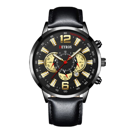 Fashion Mens Sports Watches Men Stainless Steel Quartz Wrist Watch Calendar Luminous Clock Man Business Casual Leather Watch 6