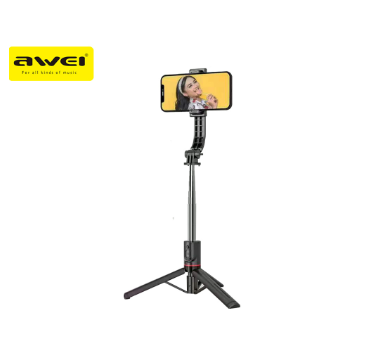 Awei X50 Retractable Wireless Selfie Stick with Bluetooth Shutter Remote Control Extendable Tripod