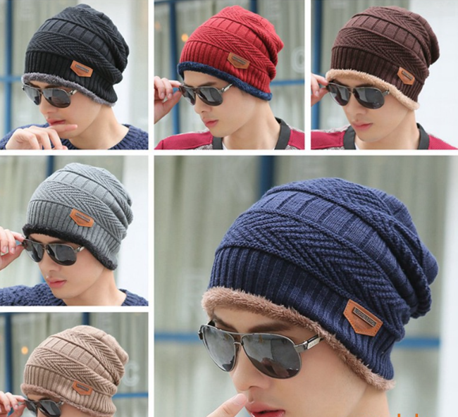 Usuaklu Men Women Warm Winter Knited Beanies Skull Hippop Bandana Slouchy Oversized Cap Sport Hat Unisex Bonnet