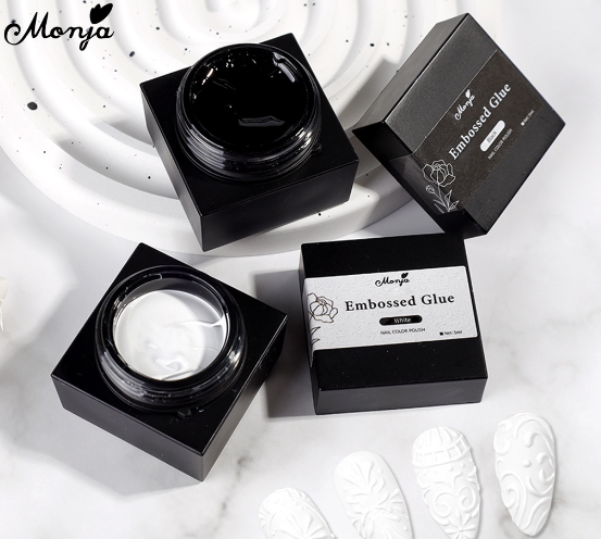 Monja 3d Painted Black White Embossed Sculpture Nail Gel No-Wash Art Plaster Gypsum Drawing Polish Diy Manicure Tool 5ML