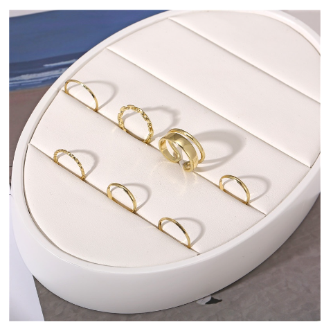 7Pcs/set Gold Chain Rings Latest Model Korean Retro Style 17Km for Jewelry Accessoriess