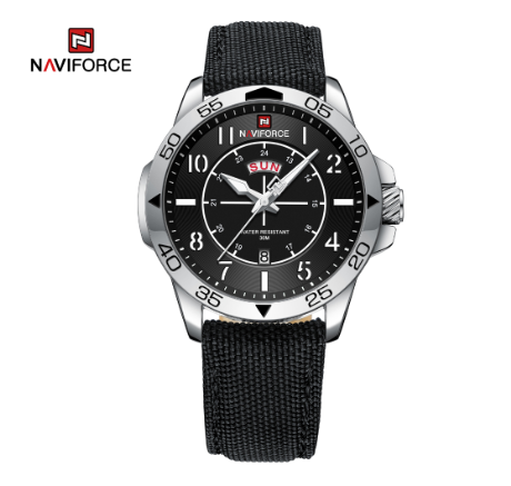 Naviforce Men Brand Fashion Sports LED Analog Digital Quartz Waterproof Wristwatch SILVER BLACK