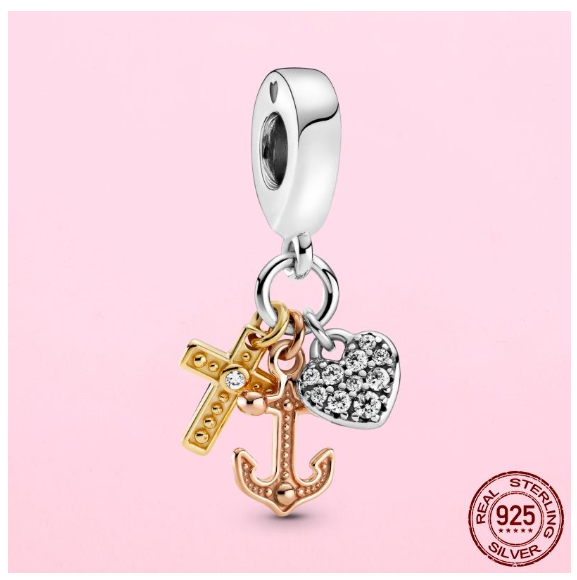 925 Sterling Silver Flamingo Leaf Rose Flower Charm CZ Luxury Pandora Pendant Fit Pandora Bracelet Necklace For Women DIY Making S13