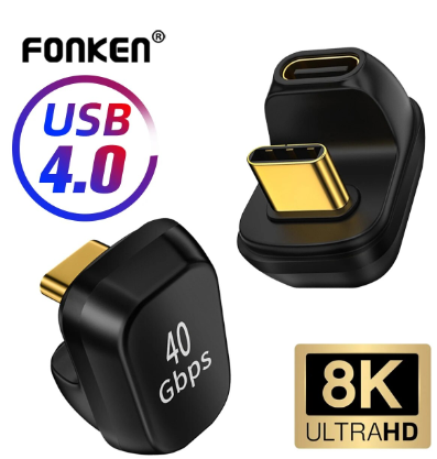 ONKEN USB4.0 Type C to USB C Adapter U Shape Thunderbolt3 100W 40Gbps Fast Charging Converter 8K@60Hz Data Adapter for Macbook