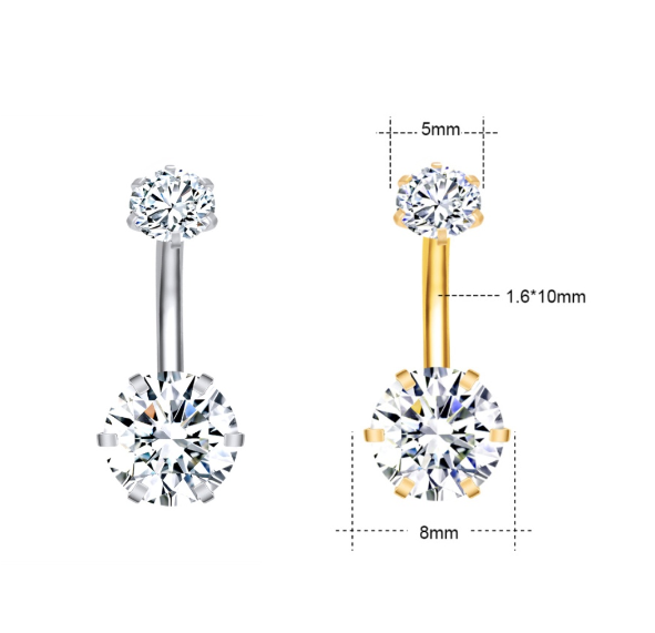 Silver Crystal Navel Rings Stainless Steel Belly Button Rings Gold Anti Allergy Flower Navel Piercings 11