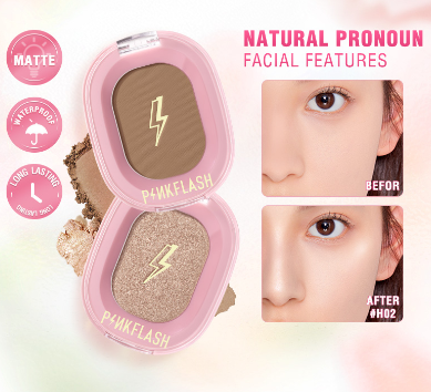 PINKFLASH OhMyShow Highlighter Face Contour Soft Smooth Naturally Shimmer Bronzer Cruelty-Free