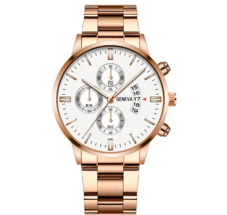 Original Luxury Fashion Men's Stainless Steel Watch Calendar Quartz Business Casual Men's Watch 05