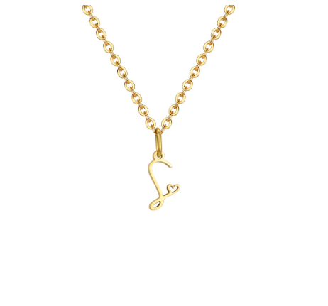 Vnox Initial with Hollow Heart Pendant Necklace,18K Gold Dainty Letter Choker Necklace Gift for Women Necklace Jewelry S