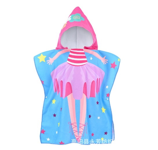 Children Bath Towel Cartoon Printed Baby Can Wear Hooded Bathrobe Beach Swimming Windproof Quick-Drying Cloak Kids Beach Towels T15