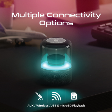 Promate Glitz 360° Surround Sound Speaker with Rainbow Led light