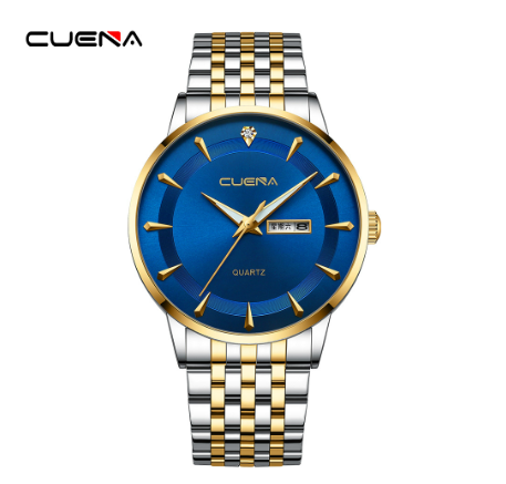 Men's Watches CUENA Brand Fashion Simple Unique Style Stainless Steel Quartz Analog Waterproof SILVER GOLD BLUE