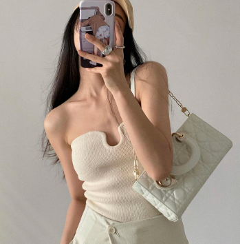 Summer Korean Style Charming Fabric Knitted Off Shoulder Tube Croptop