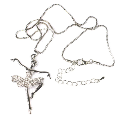 Ballet Dance Girl Pendant Long Chain Sweater Necklace