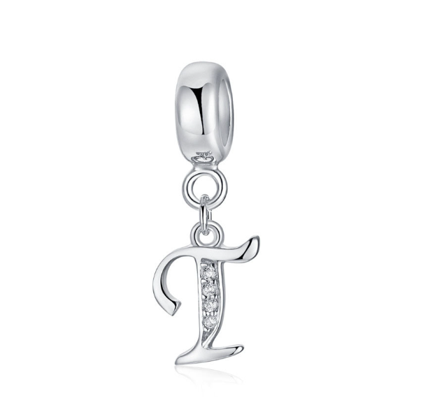 Pandora Letter Charm 925 Silver 26 Letters Diamond Charms Bracelet Pendant T