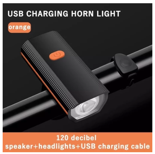 Bike Light with Horn USB Rechargeabl Waterproof Multi-mode Night Light for Mountain Bike Flashlight B3