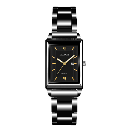 DJIANES Quartz Business Wacthes Mens Original Waterproof Steel Band Square Fashion Wristwatch Men Watch Relo Ng Kalalakihan BLACK ORANGE