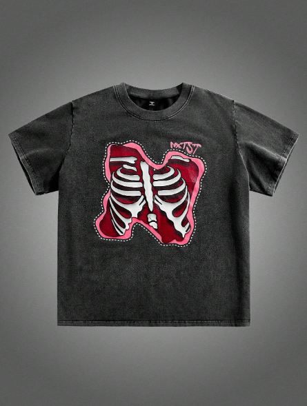 Manfinity NXTstreet Plus Size Men's Casual Skull Pattern Knit Short Sleeve T-Shirt