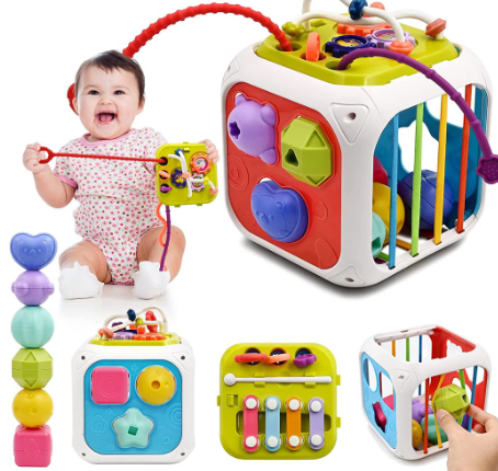 iBliver Baby Toys 12 18 Months, Sensory Montessori Toys for 1 2 Year Old Boy Girl Gifts, 7 in 1 Multifunction Educational Toys with Shape
