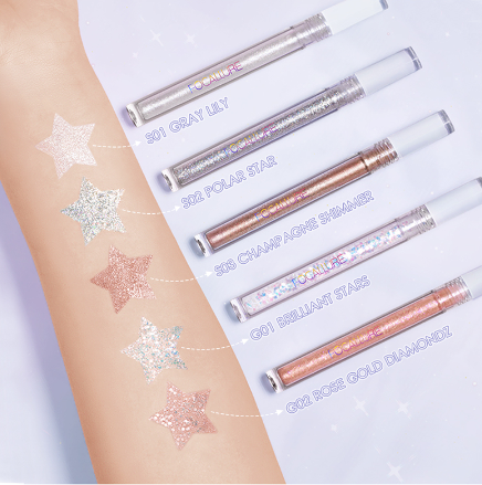 Focallure Starlight Liquid Eyeshadow Glitter Eyeshadow High Pigment 5 Colors Eye Shades Lightweight Quick-Drying Eye Makeup