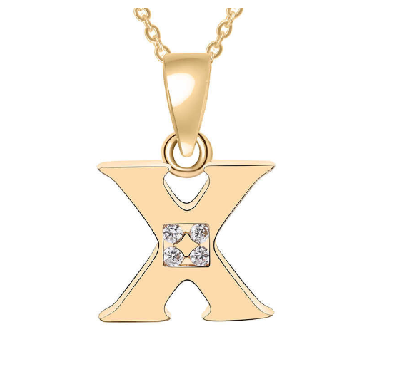 Couple Jewelry Fashion Gift Gold Color Cubic Zirconia A-Z Letter Copper Women Chain Pendant Initial X